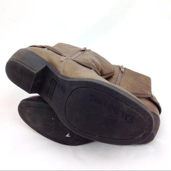 Kenneth Cole Taylor Brown Leather Western Harness Short Moto Engineer Boots Size - Picture 9 of 10